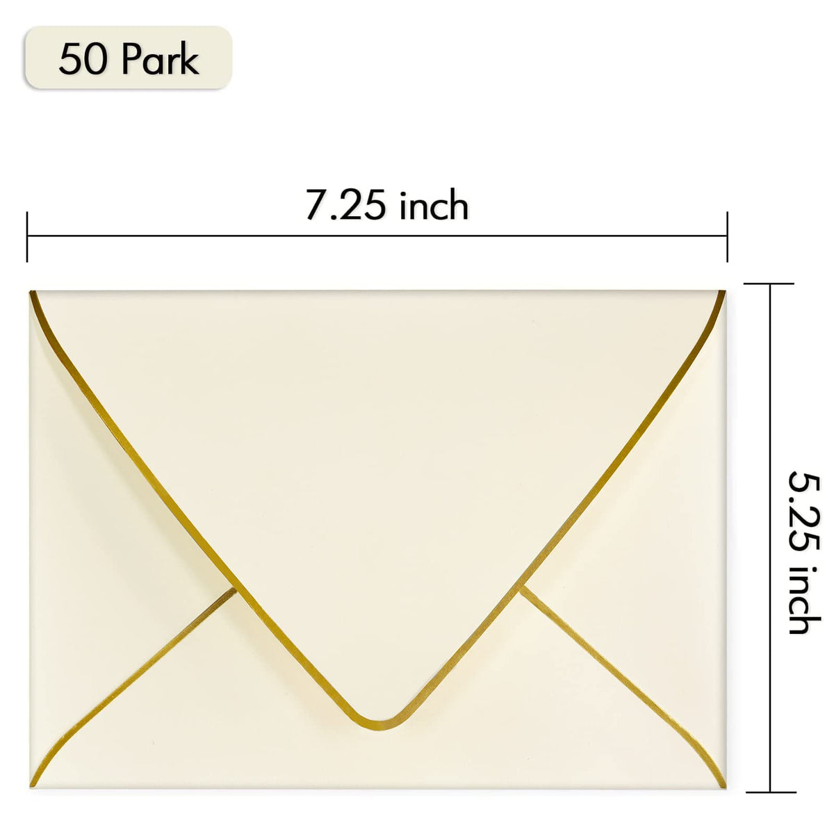A7 Ivoy Envelopes 5 x 7 With Gold Border,- 50 Pack,For 5x7 Cards| Quick Self Seal| Perfect for Weddings, Invitations, Photos, Graduation, Baby Shower| Thick Luxury paper|5.25 x 7.25 Inches (Ivory)