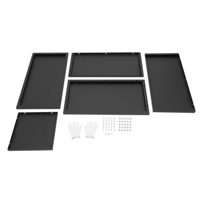 Titunjian Metal Planter Box Rectangular Planter Outdoor Planter Box with Drainage Hole Flower Box Span Divider Large Plant Pot for Balcony Patio Yard Garden (Black, 16 x 16 x 30 Inch)
