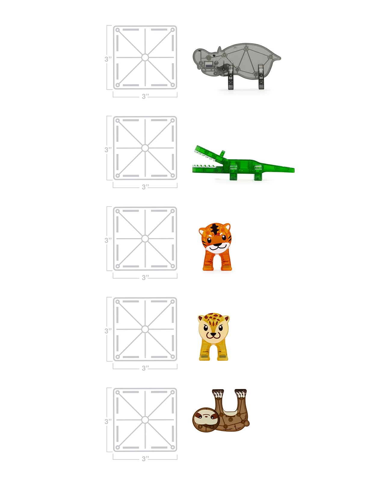 MAGNA-TILES Jungle Animals 25-Piece Magnetic Construction Set, The ORIGINAL Magnetic Building Brand