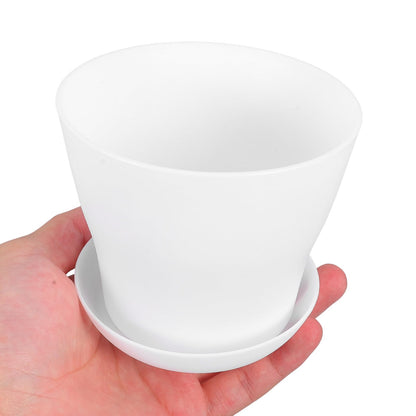BEBEMOKO 12pcs White Small Succulent Planter Pot Set with Drainage Tray, Breathable Plastic Planting Containers for Indoor Garden and Orchid Pots