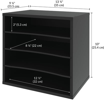 Ballucci 4-Tier Paper Organizer for Desk, Stackable Tray, Desk Storage Organizer Shelves, Stacking Letter Paper Tray Sorter for Classroom Office, Black