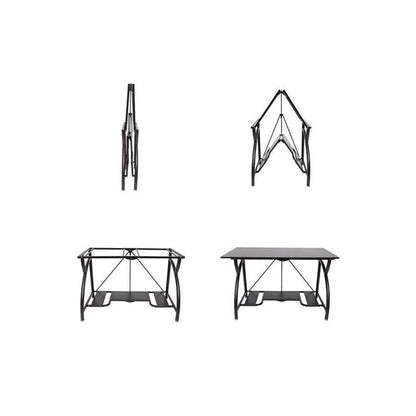 Origami Folding Computer Desk for Office Study Students Bedroom Home Gaming and Craft | Space Saving Foldable Design, Fits Dual Monitors and Laptop, Collapsible, No Assembly Required | Black, Large (RDE-01)