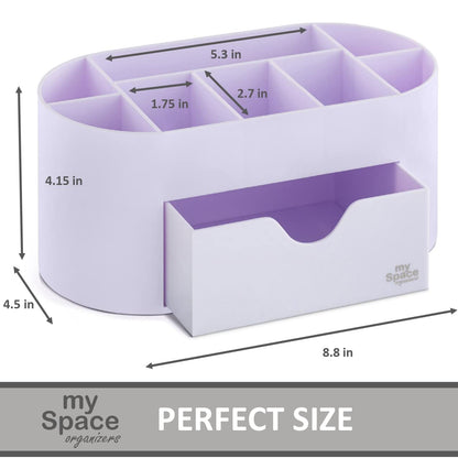 My Space Organizers Lavender Desk Organizer for Office Supplies and Desk Accessories - Pen Holder Desktop Organization for Room College Dorm Home School (White Lavender)