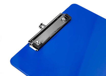 Blue Plastic Clipboard with Low Profile Clip (Pack of 6) - Letter Size Clip Board Blue with Flat Clip, A4 Size Acrylic Clipboard for Boys and Girls | Cute Aesthetic College & Back to School Supplies