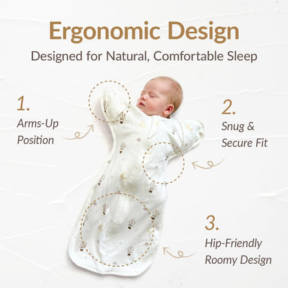 Coperta Newborn Swaddle Sack, IHDI Certified for Healthy Hip Development, Calms Startle Reflex for Better Sleep, 100% Cotton Wearable Blanket, Newborn Essentials (lemon, S)