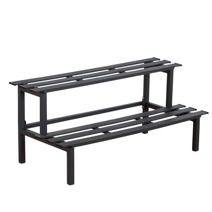 DHYGOTFUR Sturdy 2-Tier Metal Plant Stand for Outdoor & Indoor, Decorative Planter Display Shelf Unit for Garden Patio Balcony Living Room