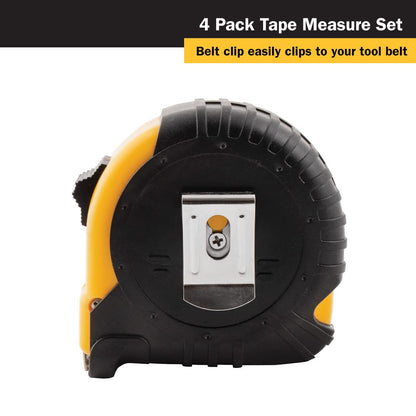 Titan 10902 Tape Measure with Easy-Read Standard Markings and Durable Case, 4-Piece Set, 12-Foot, 16-Foot, 25-Foot and 33-Foot