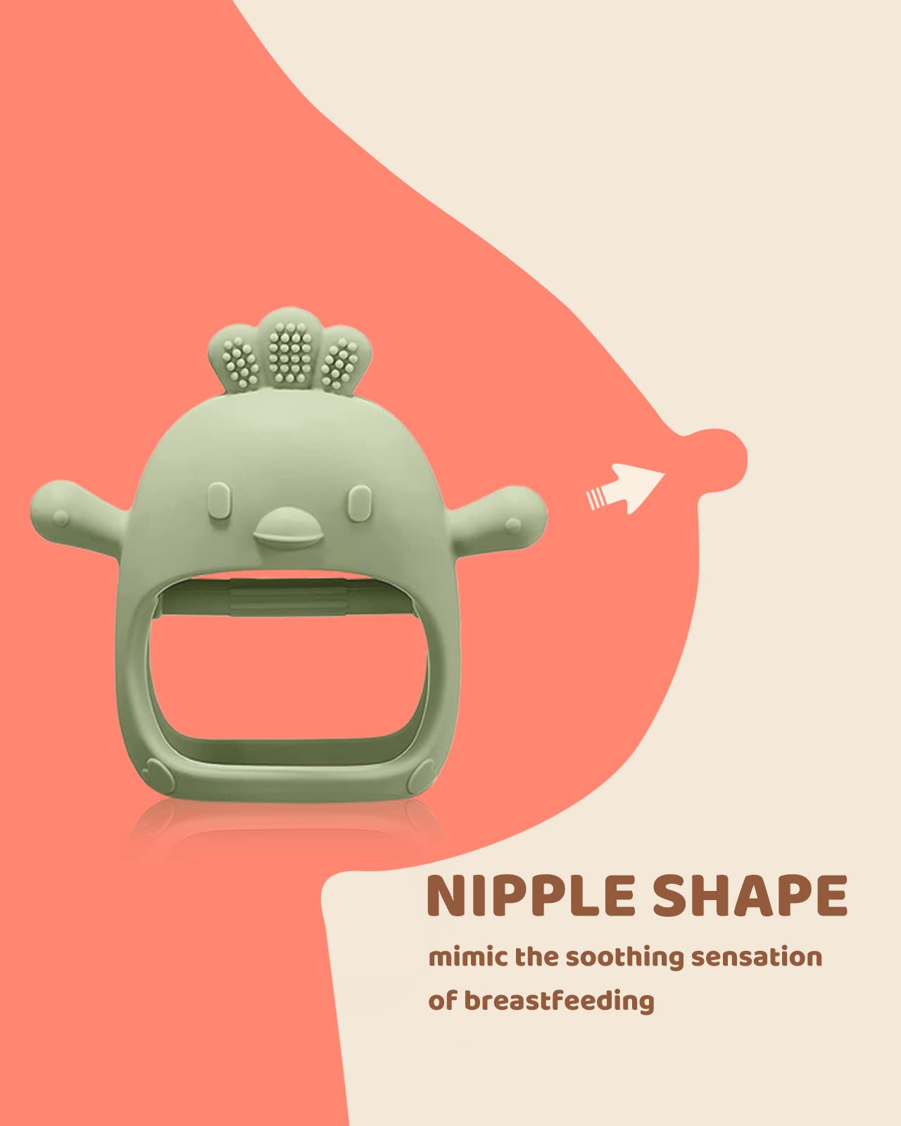 Baby Teething & Rattle Toy Set for Over 3 Months, Food Grade Silicone Teething Mitten and Rattle Teething Toy
