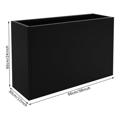 Lemoeyes Heavy Duty Steel Planter Box 38”x12”x24”, Tall Metal Cube Planter for Indoor Outdoor Plants, Garden Box with Drainage Holes & Reinforced Edges for Trees Flowers (Black, 38x12x24in)