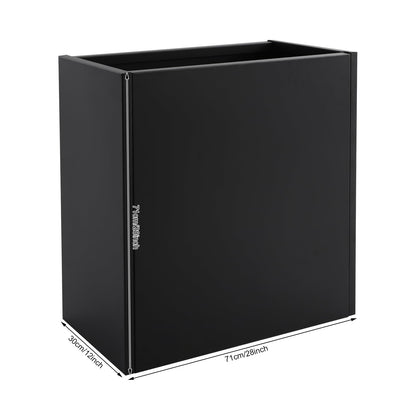 Fichiouy Large Metal Planter Box Outdoor,28" Tall Black Rectangular Planter with Drainage,Modern Steel Planters Pot for Outdoor Plants (Black)