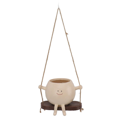 plplaaoo Swing Face Planter Pot, Hanging Planters for Indoor Plants, Swing Face Planter Pot Exquisite Lovely Unique Resin Hanging Planter with Rope for Plants Succulent