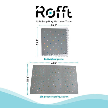 Soft Non-Toxic Baby Play Mat, Toddler Playmat, Colorful Jigsaw Puzzle PlayMat, Tiles 24 x 24 inch Foam Floor Mats for Kids & Babies | EVA Foam Interlocking Tiles for Nursery, Playroom (Grey 6 PCS)
