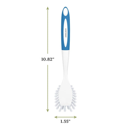 Amazer Dish Brush with Handle, 2 Pack Kitchen Scrub Brushes for Cleaning, Dish Scrubber with Stiff Bristles for Sink, Pots, Pans