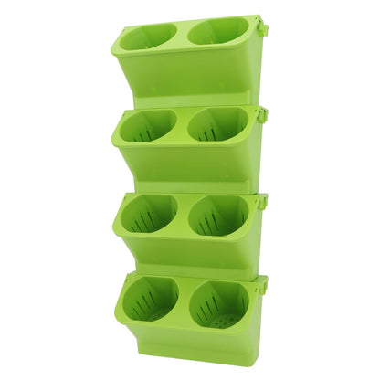 Fabater Self Watering Wall Planter, 4 Pack Stackable Vertical Hanging with Wall Mount Kit, Indoor Outdoor Flower Pots for Garden Home Balcony Decor (Green)