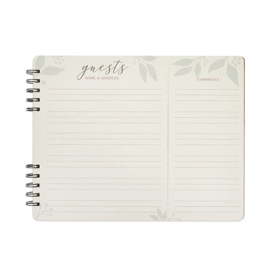 Paper Junkie Rustic Wooden Guest Book for Party - 112 Pages, 11.25 x 8.75 in Brown Wood Cover - Wedding & Baby Shower Guest Book Sign in