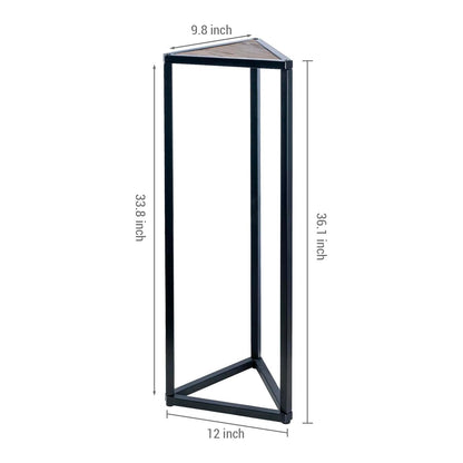 MyGift 36 Inch Tall Plant Stand Indoor - Modern Triangular Corner Plant Stand, Large Torched Wood and Black Metal Frame Plant Pot Pedestal Holder