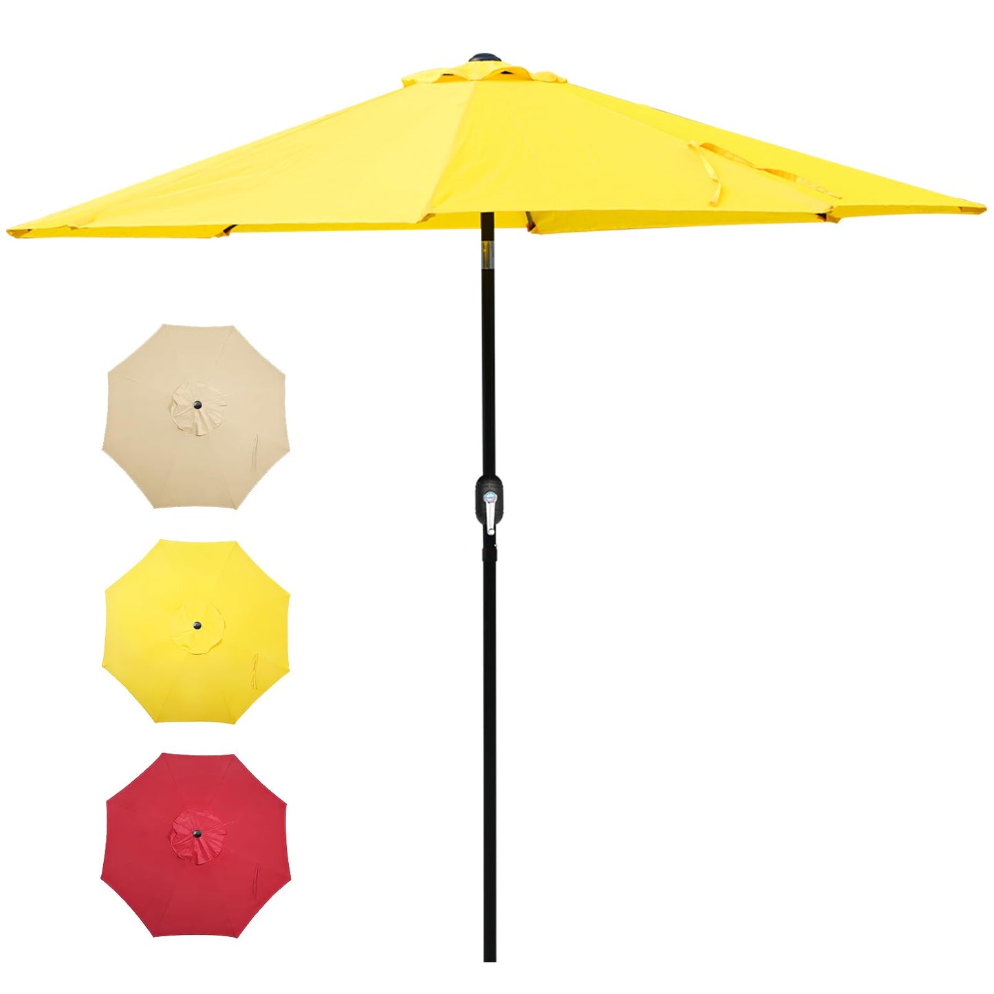 MAKE CHANGES 9FT Outdoor Patio Umbrella with Tilt & Crank, Wind Resistant Market Umbrella, UPF 50+ Waterproof 180G Canopy for Garden, Deck, Backyard and Pool