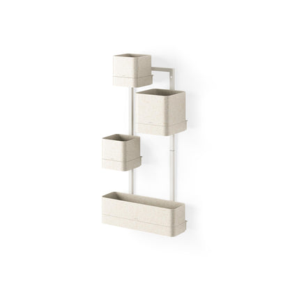 Umbra Cubiko Wall-Mount Planter with Four Adjustable Pots, Suitable for Indoor or Outdoor Use, Sand