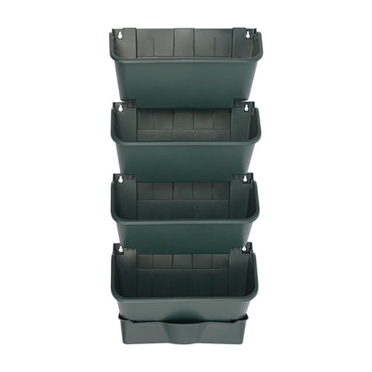 Liffshsy Hanging Vertical Wall Planter, Stackable Wall-Mounted Planter Indoor Outdoor with 6 Drainage Pot 18 Plastic Pot 6.56ft Drainage Pipe Vegetable Hanging Pocket Holder Flowerpot(Army Green 24)