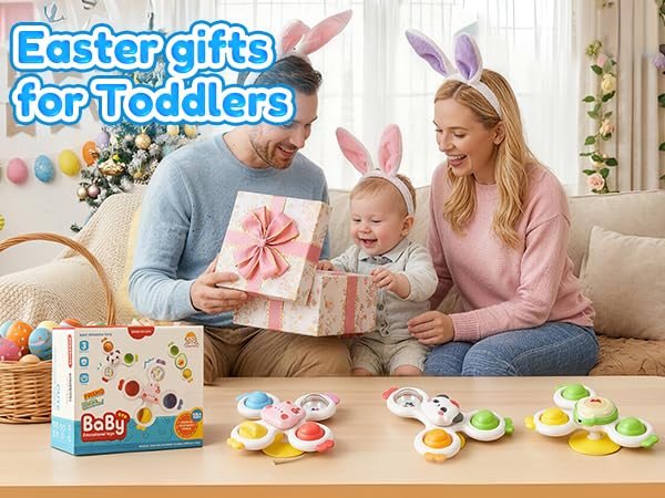 3PCS Suction Cup Spinners for Babies,Montessori Baby Bath Toys for 0-6-12 Months,Rattle Spinners for Toddlers 1-3,Sentory Toys for 1 Year Old Boys and Girls