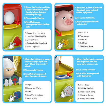 Baby Pop Up Toy with Music- Cause and Effect Pop Up Animal Toys for 6-12 Months Toddlers, 1 Year Old Babies Boys Girls, Infant Interactive Early Learning Educational Montessori Gifts