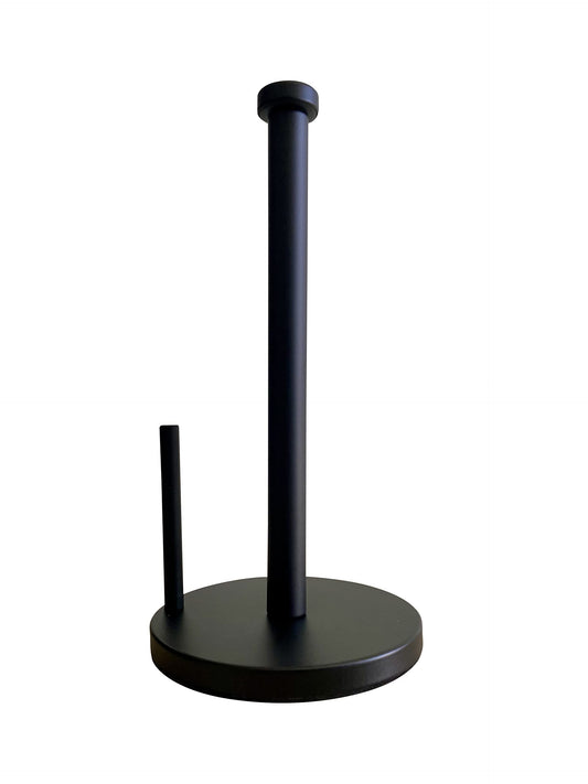 Steelware Central Black Paper Towel Holder Countertop Stainless Steel Paper Towel Stand with Weighted Non-Slip Base One-Handed Tear, Rust-Resistant Kitchen Roll Holder, Standard, Jumbo & Large Rolls