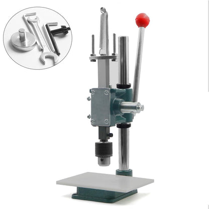 Multi-Function Hand Press and Hole Punch Machine for Stamping Leather Stitching Holes with 1.5-13MM Chuck and 4.4cm Press Plate Get Your Craft Work Slient (YVK-16S-PP-CK1)