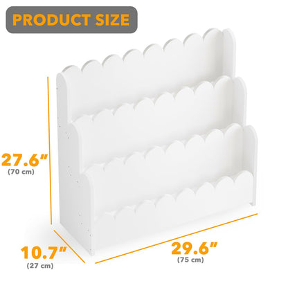 SpaceAid 3-Tier Scalloped Bookshelf, Montessori Bookcase for Toddlers, Wooden Book Shelf Organizer Display Furniture for Kids Rooms, Playroom, Nursery and Classroom, White