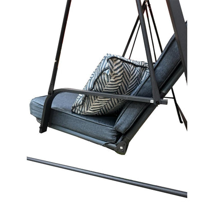 Garden Winds Custom Fit Replacement Canopy Top Cover Compatible with The Living Accents RUS496K 3 Person Steel Bench Swing - Upgraded Performance RipLock 350 Fabric - Slate Gray