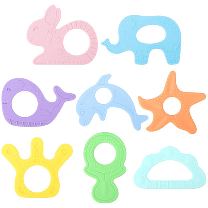 BEBOAN Silicone Baby Teething Toys, 8 Pack Cute Baby Teether Teething Ring Chew Toys Frozen Teether, BPA Free Easy to Grip Gifts for Infant Girls Boys 3 Months +