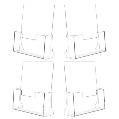 4 Pack Acrylic Brochure Holder 8.5 x 11 inches, Clear Acrylic Literature Holder, Plastic Flyer Stands for Displaying Magazines, Pamphlets, Documents, Booklets, Menu, Journals Countertop Organizer