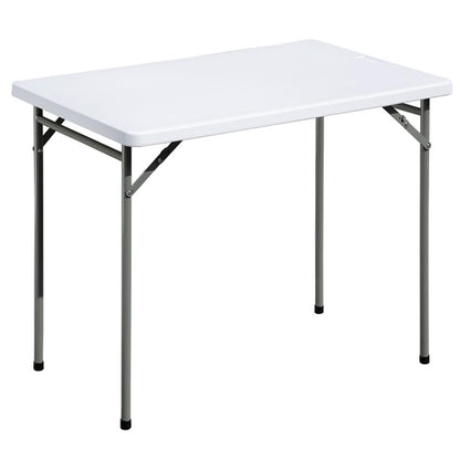 FROASISPRO Folding Table 3ft Rectangular All-Occasion Plastic Folding Event Table for Indoor and Outdoor, Portable Desk, Camping, Durable and Stable, HDPE and Steel, Wide Application, White