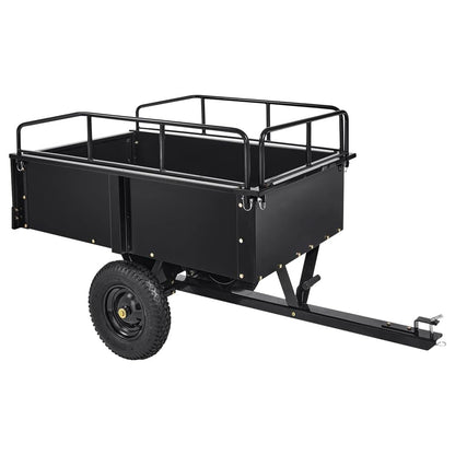 Garvee 750 LBS Utility Trailer, 15 Cubic Feet Heavy Duty Steel Dump Cart Garden Trailer with Removable Sides,Hand Pull or Foot Pedal Garden Dump Cart for ATV, UTV, Lawn Mowers and Tractors