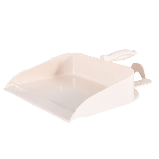 Superio Heavy Duty Plastic Step-on Dustpan with Comfort Grip Handle White, Durable, Lightweight Multi Surface Dust Pan Easy Broom Sweeping, 10-inch Wide, 1-Pack