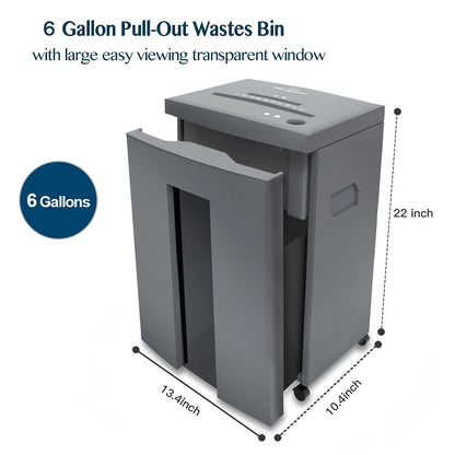 WOLVERINE 10-Sheet Super Micro Cut High Security Level P-5 Heavy Duty Paper/CD/Card Ultra Quiet Shredder for Home Office by 60 Mins Running Time and 6 Gallons Pullout Waste Bin SD9612 (Grey ETL)