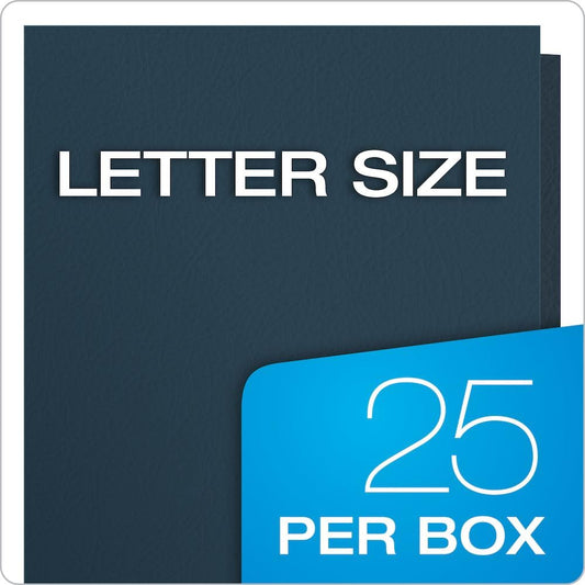 Oxford Twin-Pocket Folders, Textured Paper, Letter Size, Dark Blue, Holds 100 Sheets, Box of 25 (57538EE)