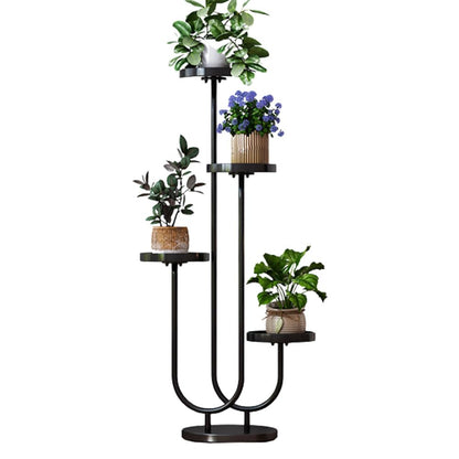 IOEDHW 4-Tier Black Metal Plant Stand, 40 Inch Tall Corner Indoor Plant Stand With 4 Tray, Small Metal Plant Flower Stand Outdoor For Patio Garden Balcony Living Room
