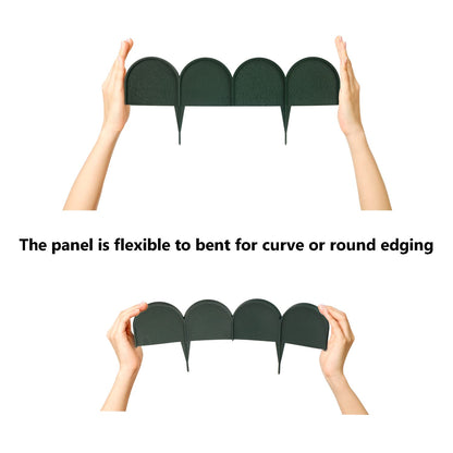 Evelyne Garden Border Edging in Half Round (Semicircle) Arched Design - 15pcs Green Yard Landscaping Fence Liner Lawn Edge Barrier - 20ft. Kit of Decorative Lawn Landscape Panels Elements