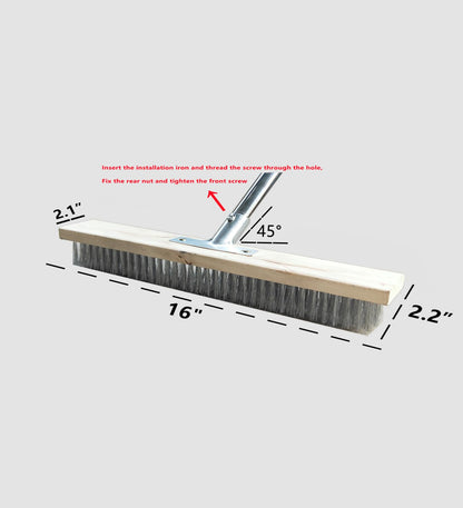 Sinyiol Large Deck Brush, 63 "L x 16" W Rough Surface Floor Hardbristle Brush, Stainless Steel Wire Outdoor Broom Brush for Cleaning Terrace Garage Deck Pool Fishing Boat Concrete Wooden Stone Road
