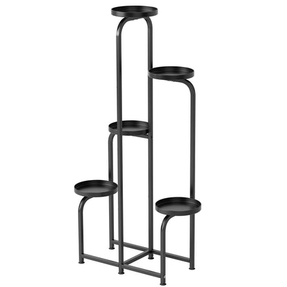 Gupeaoi 5 Tier Indoor Plant Stand Corner Metal Flower Shelf, Tiered Planter Display Shelves Orchid Rack for Patio, Balcony, Porch, Garden, Living Room,Space Saving & Multifunctional Black