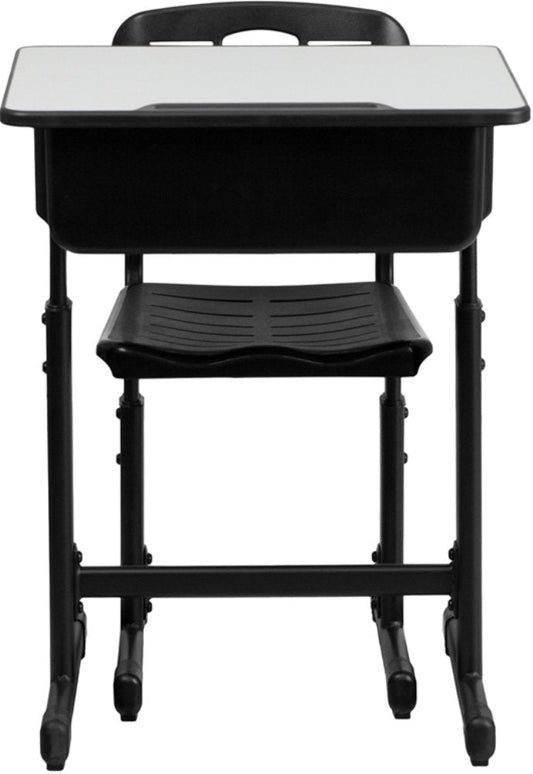 Flash Furniture Adjustable Student Desk and Chair Set for Classrooms or Remote Learning, Adjustable School Desk with Chair and Book Box, Gray/Black