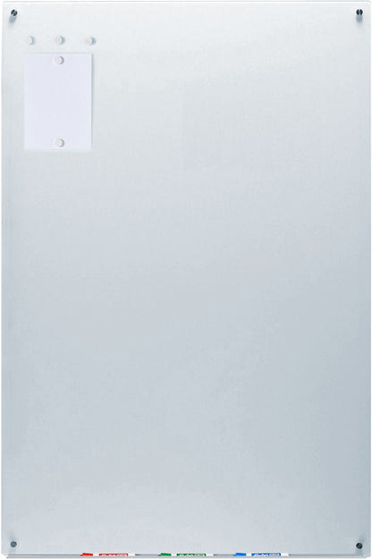 Audio-Visual Direct Magnetic White Glass Dry-Erase Board Set - 5' x 3.4' - Includes Magnets, Hardware & Marker Tray