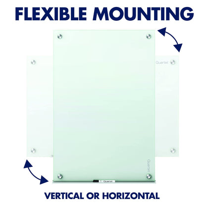 Quartet Magnetic Glass Dry Erase White Board, 24''W x 18''H Whiteboard, Infinity Frameless Mounting, White Surface (G2418W)
