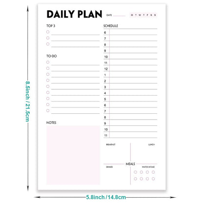 (Pack of 3) Nokingo Daily To Do Lists - A5 Calendar, Organizer with Priority, To Do Lists, Appointments, Meals and Water Intake Tracker, 50 Undated Tear-Off Sheets Daily Planner Pad, 5.8"x8.25"