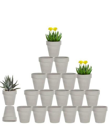 vensovo 3 Inch Grey Terra Cotta & Terracotta Pots with Drainage - 20 Pack Clay Flowerpots, Succulent Nursery Planter Great for Plants, Crafts, Wedding Favor