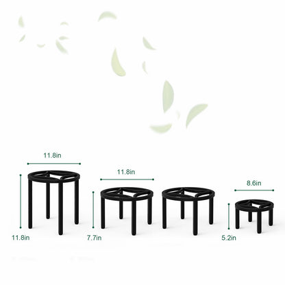 Zhongma Set of 4 Fully Assembled Metal Plant Stand for Heavy Potted Plant for Home Indoor and Outdoor, 220 LBS Capacity & Heavy Duty Construction, Sturdy Plant Riser without Installation Required