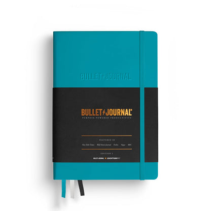 LEUCHTTURM1917 The Official Bullet Journal Edition 2 - Notebook Built for BuJo, Medium A5 204 Pages of 120gsm Paper, with Bujo Pocket Guide (Turquoise25)