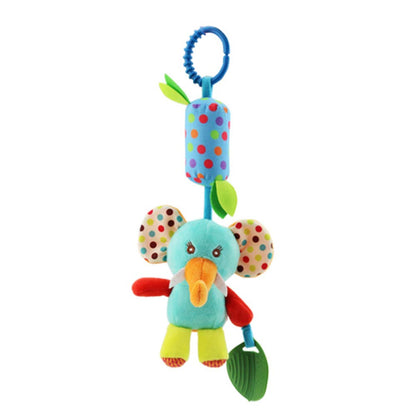Joyshare 4 PCS Baby Soft Hanging Rattle Crinkle Squeaky Toy - Baby Toys for 0 3 6 9 to 1 Animal Ring Plush Stroller Infant Car Bed Crib Travel Activity Hanging Wind Chime with Teether for Boys Present