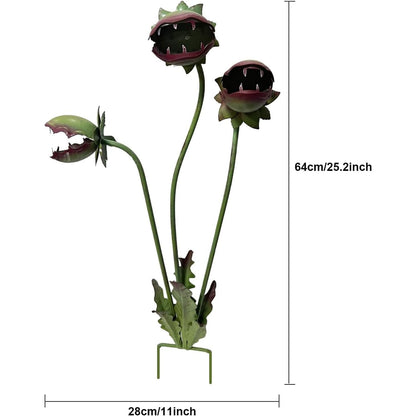 Lightshyer Whimsical Metal Carnivorous Plant Garden Stake, Upgraded 25-Inch Large Venus Flytrap Monster Plant Sculpture, Unique Quirky Garden Decor, Durable Yard Art for Lawn, Patio & Flower Beds