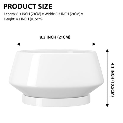 XiHuaer 8.3 Inch Ceramic Planter with Drainage Hole and Saucer, Indoor Outdoor Plant Pot for Plants, White